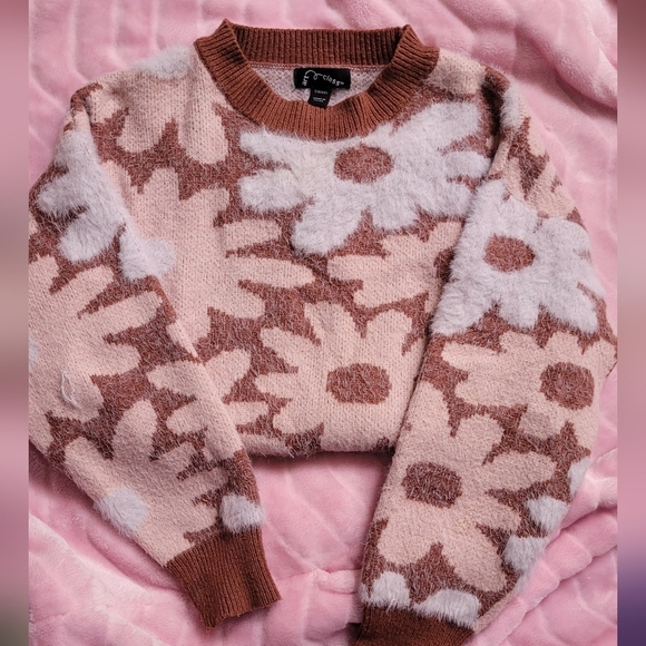 Floral Patterned Sweater -  and Brown - Picture 2 of 11